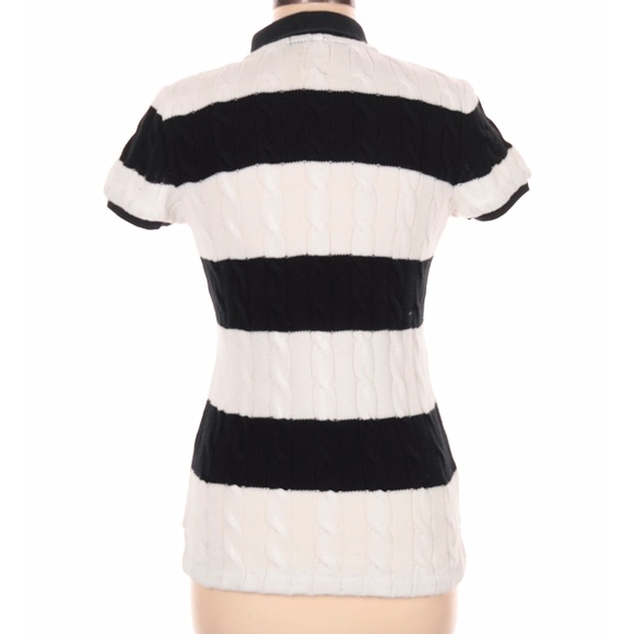 Polo Ralph Lauren Black and White Striped sweater Polo Shirt - Picture 2 of 3